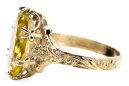 14K Amarillo Dorado Amarillo Peridot Anillo VRC084Y Vintage Art Deco Era Soviética Estilo de joyería rusa