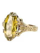14K Amarillo Dorado Amarillo Peridot Anillo VRC084Y Vintage Art Deco Era Soviética Estilo de joyería rusa