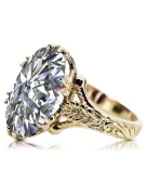 Bague en zircon jaune 14k VRC084Y Vintage Art Déco Soviétique Era Soviétique Russian Bijoux Style