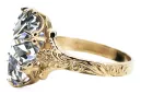 14K žluté zlato zirkon prsten Vrc084y vintage art deco sovětské éry ruské šperky stylu