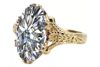 14k желтое золотое циркона кольцо VRC084Y старинные арт-деко советская эпоха российский ювелирный стиль