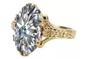 14K žluté zlato zirkon prsten Vrc084y vintage art deco sovětské éry ruské šperky stylu