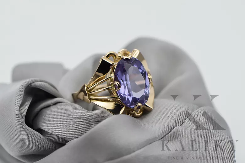 Alksandritas 14k geltono aukso Žiedas Vintage vrc015y