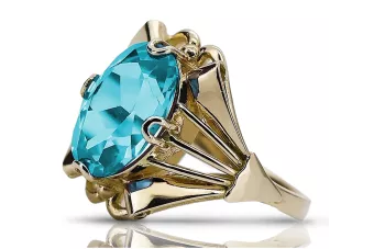 Винтаж украшения Кольцо Аквамарин 14-кв Желтое золото vrc015y