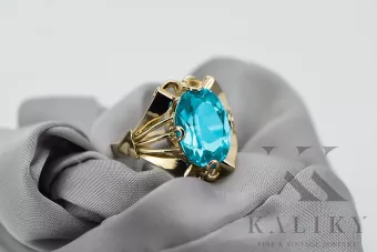 Aigue-marine Or jaune 14 carats Anneau Style vintage vrc015y
