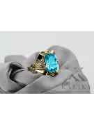 14K Жовте золото Аквамарин Каблучка Вінтаж прикраси vrc015y