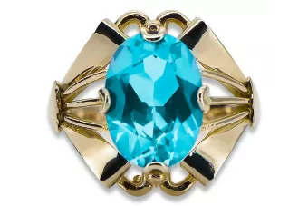 14K Yellow gold Aquamarine Ring Vintage vrc015y
