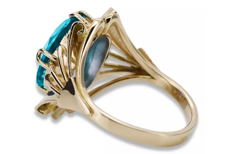 Akvamarín 14k žlté zlato Vintage Jewlery vrc015y