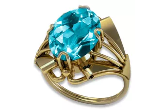 Винтаж украшения Кольцо Аквамарин 14-кв Желтое золото vrc015y