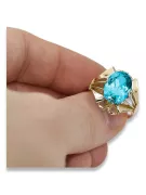 Aigue-marine Or jaune 14 carats Anneau Style vintage vrc015y