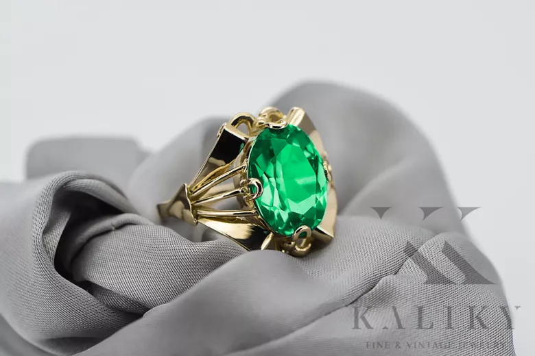 14k žlté zlato Smaragd  Vintage style vrc015y