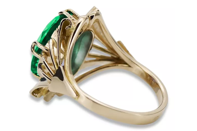 Ring Emerald 14K Yellow gold Vintage Jewlery vrc015y