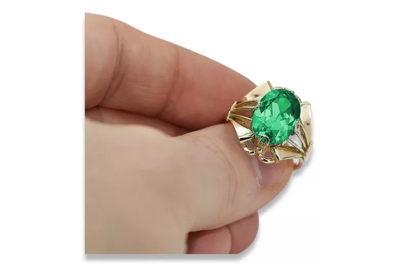 14k žlté zlato Smaragd  Vintage style vrc015y