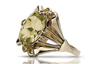 14k żółte złoto Żółty Perydot Pierścionek Vintage vrc015y