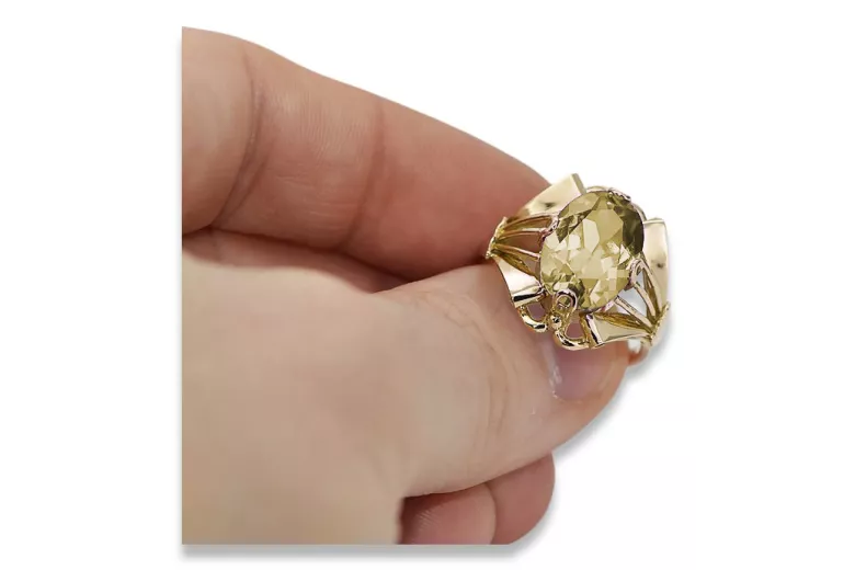 Peridoto amarillo Oro amarillo de 14 quilates Anillo Vintage vrc015y