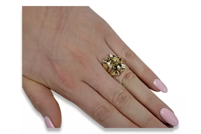 Žltý peridot 14k žlté zlato  Vintage Jewlery vrc015y