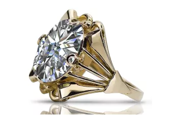 Anneau Zircon Or jaune 14 carats Style vintage vrc015y