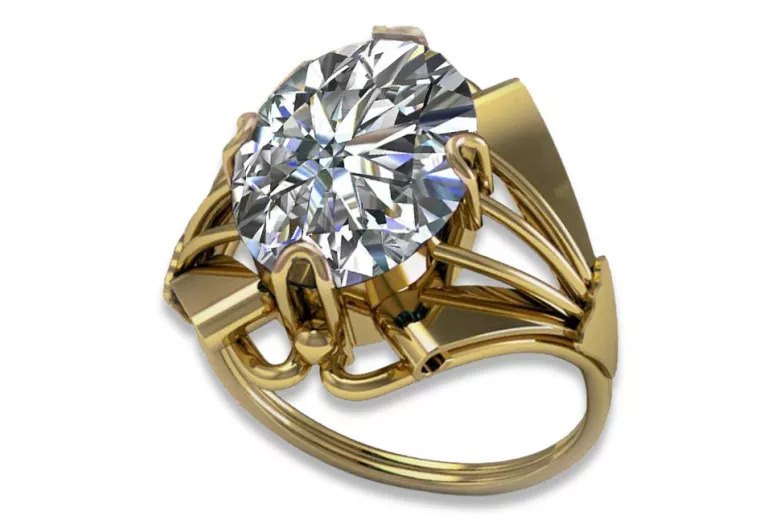 Каблучка Циркон 14K Жовте золото Вінтаж vrc015y