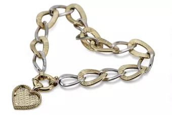 Złota bransoletka charms 14k 585 z zawieszką serce cfb025yw&cpn066y