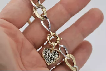 Złota bransoletka charms 14k 585 z zawieszką serce cfb025yw&cpn066y