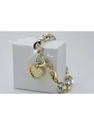 Złota bransoletka 14k 585 z zawieszką serce cfb024yw&cpn066y