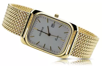 Gelb 14 Karat 585 Gold Herren Geneve Watch Weiß Zifferblatt MW001YDW & MBW021Y