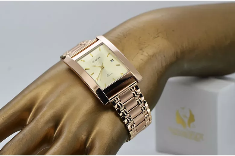 Gold bărbați ceas Geneve ★ Zlotychlopak.pl ★ Puritate de aur 585 333 Preț scăzut!