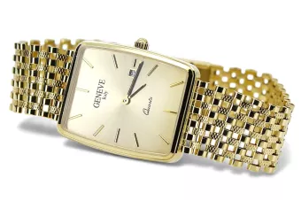 Zlaté pánske hodinky Geneve ★ Zlotychlopak.pl ★ Zlatá čistota 585 333 Nízka cena!