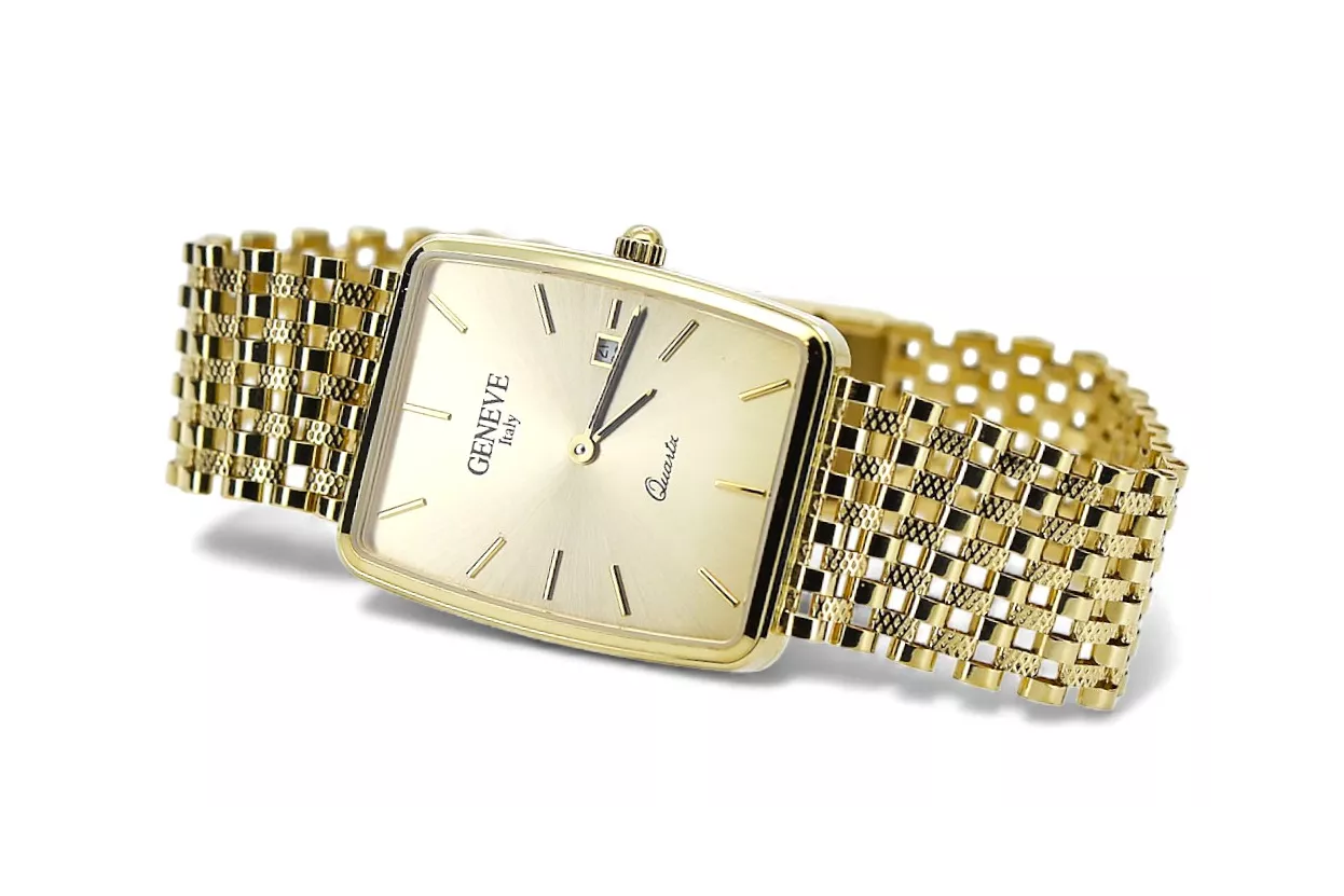 Gold men's watch Geneve ★ zlotychlopak.pl ★ Gold purity 585 333 Low Price!