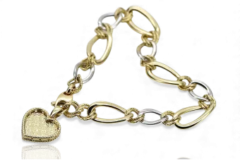 14k 585 gold charms bracelet with heart pendant cfb011yw&cpn066y