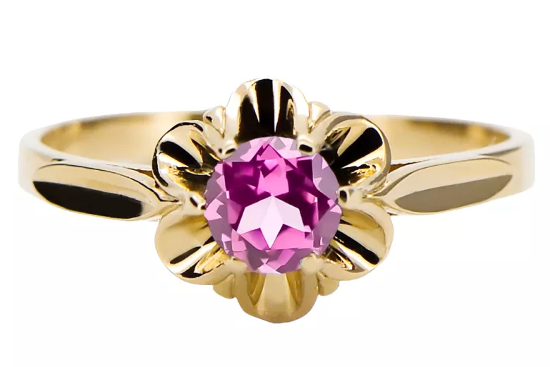 Ring Amethyst 14 Karat Gelbgold Vintage Stil vrc004y