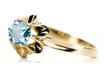 Anneau Aigue-marine Or jaune 14 carats Style vintage vrc004y