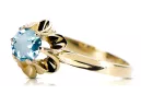 Oro amarillo de 14 quilates Aguamarina Anillo Artesanía vintage vrc004y