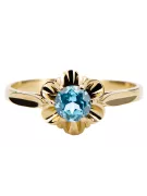 Vintage craft Ring Aquamarine 14K Yellow gold vrc004y