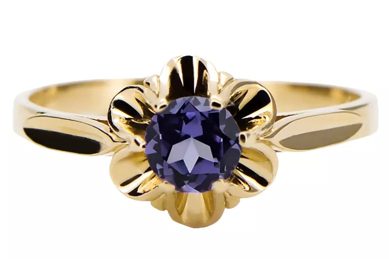 Alexandrite 14K Yellow gold Ring Vintage Jewlery vrc004y