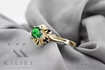 14k žluté zlato Smaragd  Vintage style vrc004y