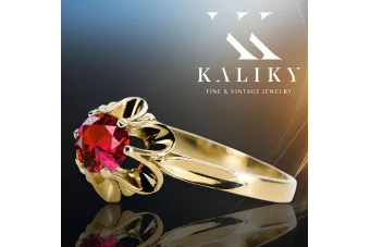 Rubín 14k žlté zlato Vintage craft vrc004y