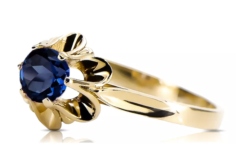 Ring Sapphire 14K Yellow gold Vintage craft vrc004y