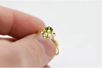 Ring Vintage craft Yellow Peridot 14K Yellow gold vrc004y