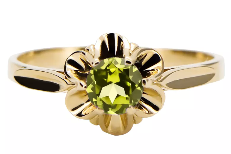 Ring Vintage craft Yellow Peridot 14K Yellow gold vrc004y