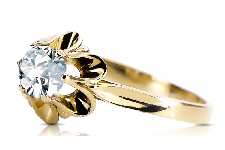 Zircon 14K Yellow gold Ring Vintage style vrc004y