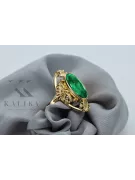 Vintage craft Ring Emerald 14K Yellow gold vrc014y
