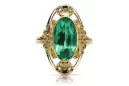 14K Жовте золото Смарагд Каблучка Вінтаж стиль vrc014y