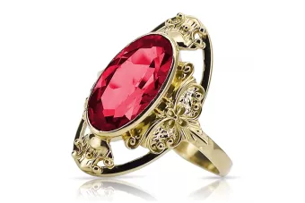 Rubin Aur galben 14K Inel Stil Vintage vrc014y
