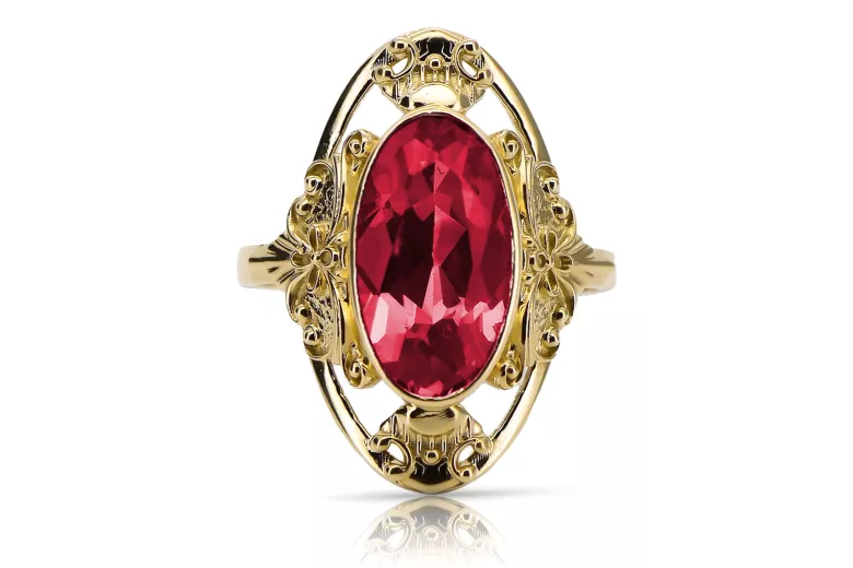 Vintage style Ring Ruby 14K Yellow gold vrc014y