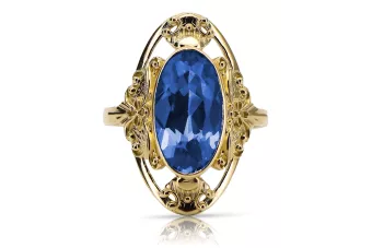 14k żółte złoto Szafir Pierścionek Vintage Biżuteria vrc014y