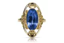 Anillo Zafiro Oro amarillo de 14 quilates Estilo vintage vrc014y