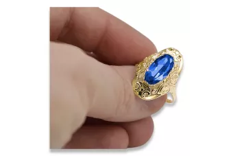Sapphire 14K Yellow gold Ring Vintage craft vrc014y