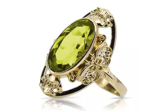 Oro amarillo de 14 quilates Peridoto amarillo Anillo Joyería vintage vrc014y