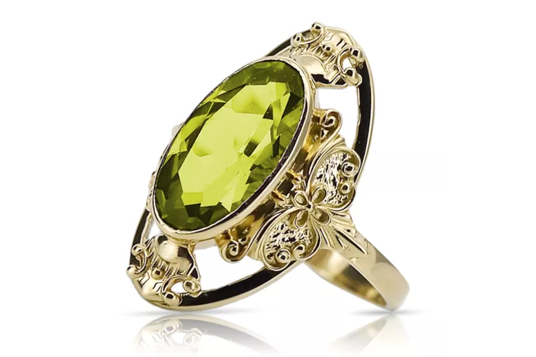 Žlutý peridot 14k žluté zlato  Vintage craft vrc014y
